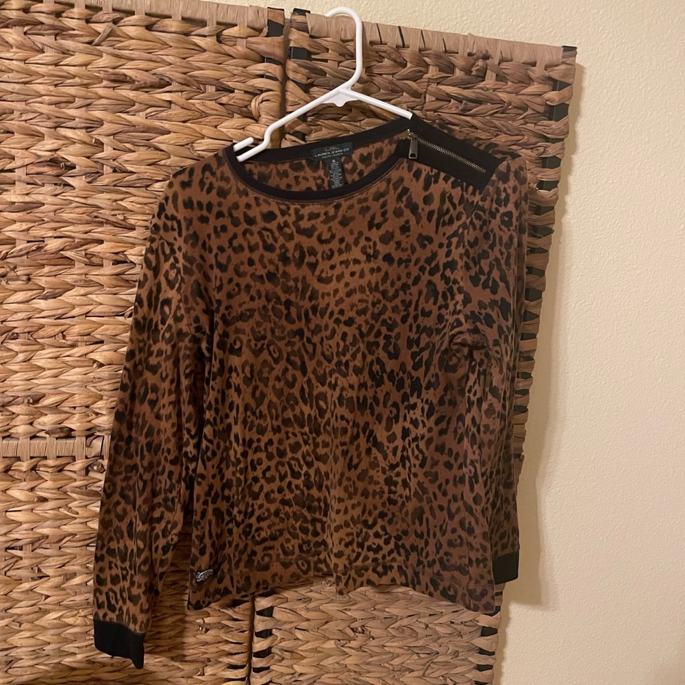 Ralph Lauren Brown Leopard Print Top
